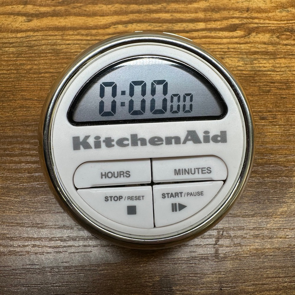 KitchenAid Digital Kitchen Timer White Chrome Large LCD Display Countertop Timer